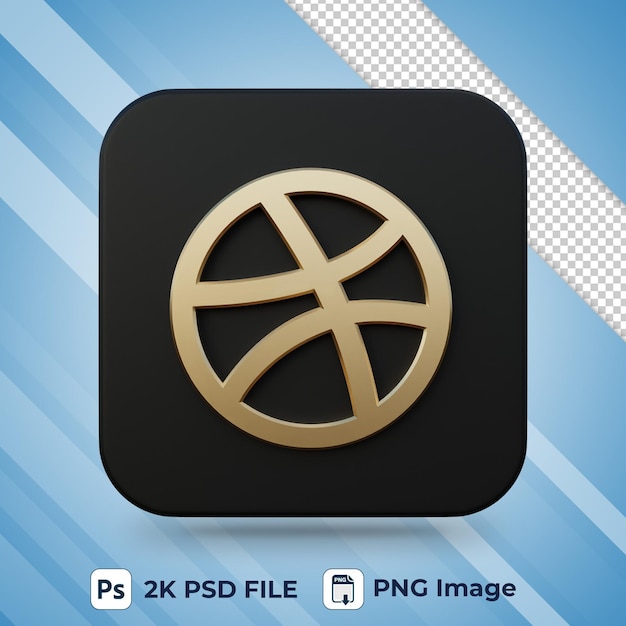 dribbble gold and black social media 3d icon for UI design