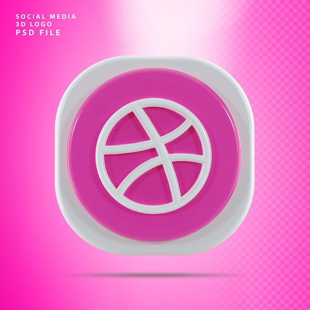 PSD icona dribbble 3d render forma