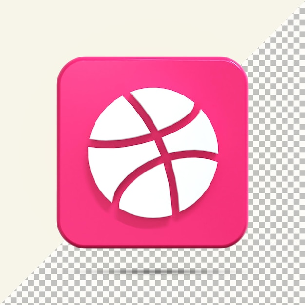 Dribbble icon in 3d rendering for composition