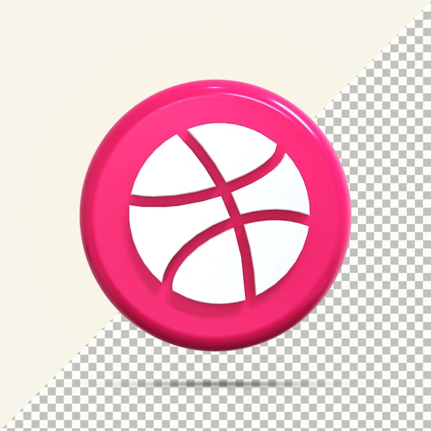 Значок dribbble в 3d-рендеринге для композиции