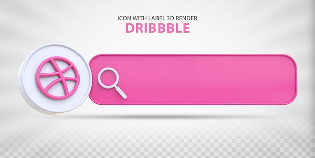 PSD dribbble label search with 3d style