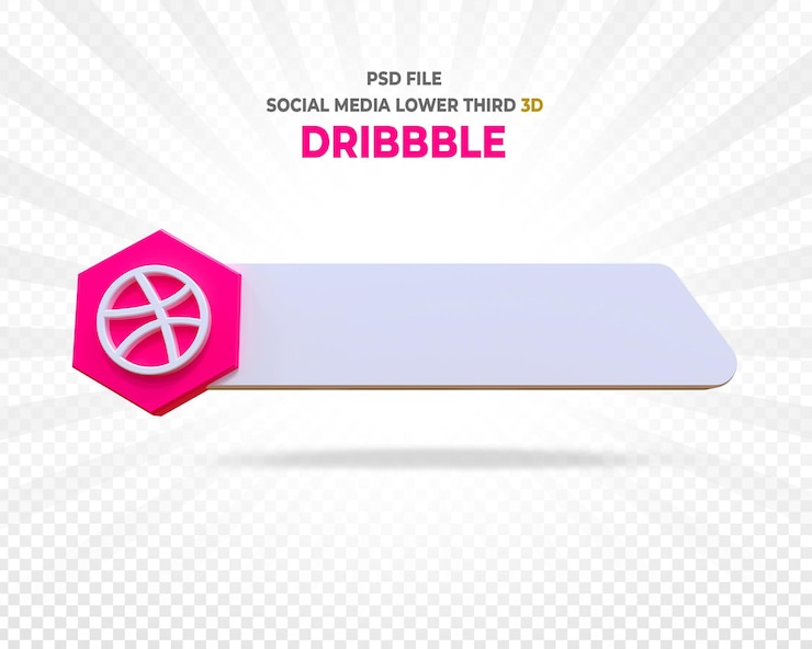 PSD dribbble logo lower third 3d render