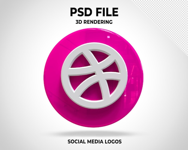 Dribbble logo Media społecznościowe 3D