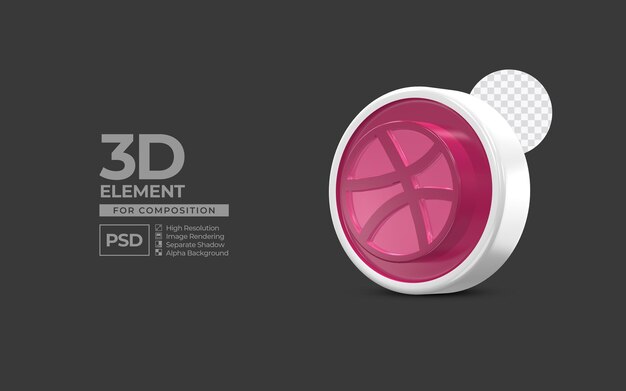 Dribbble Social Media Element 3d Dla Szablonu Kompozycji Premium Psd