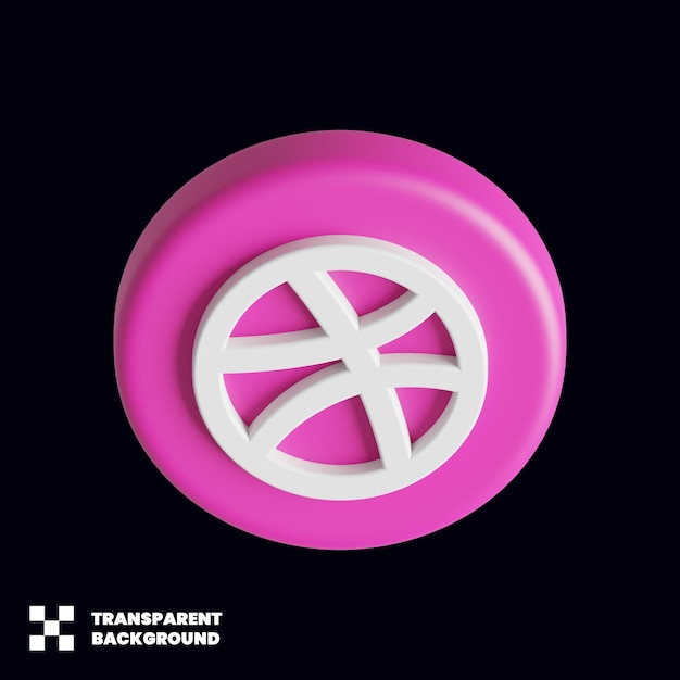 Dribbble Social Media Icon In 3D Render