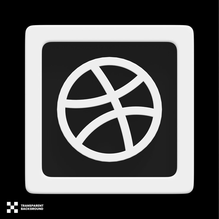 PSD dribbble social media icon 3d