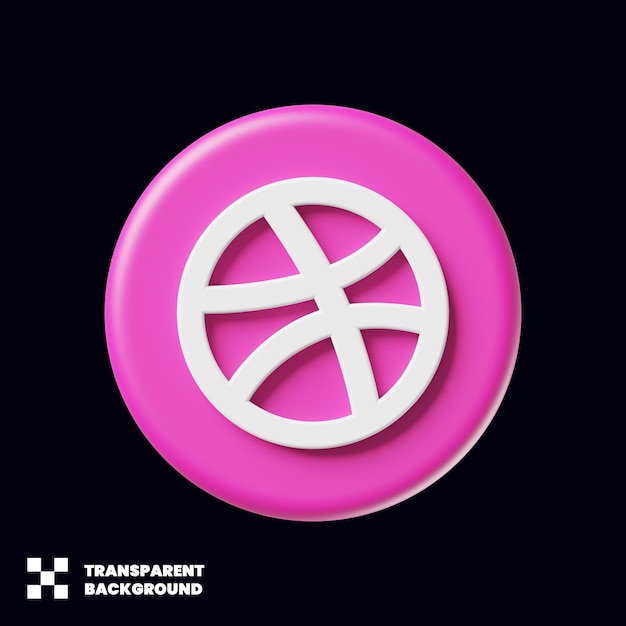 PSD dribbble social media icon in minimalist 3d render