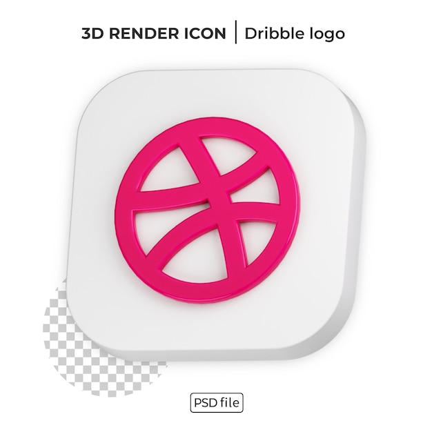 PSD dribble 3d render social media-logo