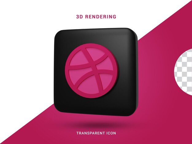 Dribble 3D social media rendering Icon for composition