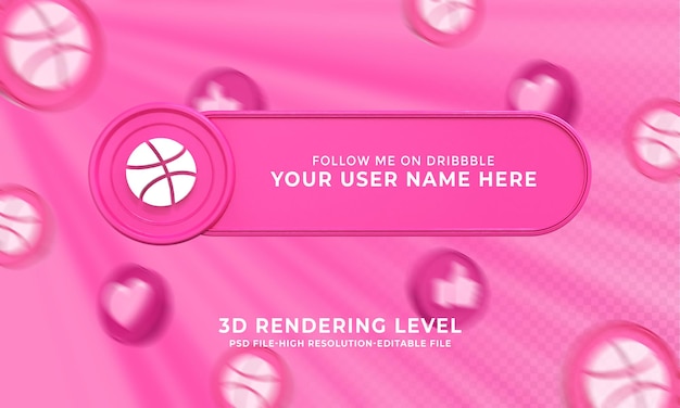 Dribble user name 3d rendering banner terzi inferiori