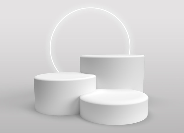 Drie 3D-podia voor productpresentatie