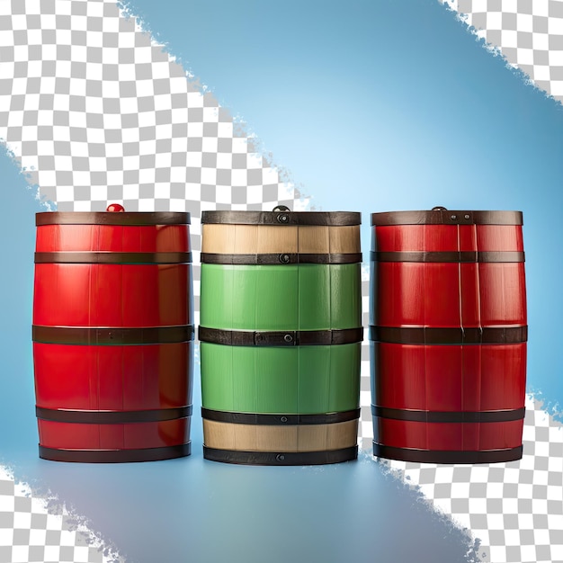 PSD drie afzonderlijke vaten in verschillende kleuren tegen een transparante achtergrond