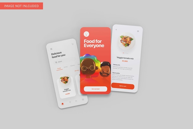 Drie app ui mockup bovenhoekweergave