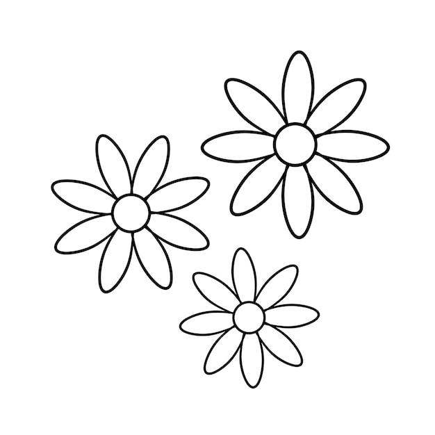 Drie bloemen omtrek