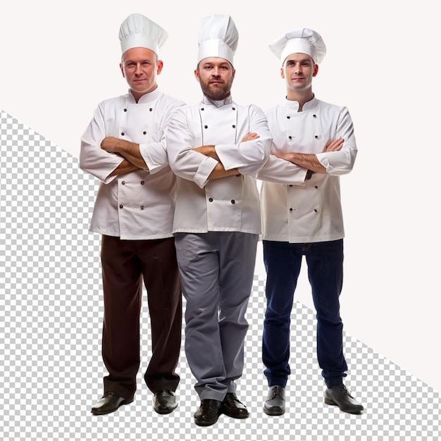 PSD drie chef-kok staan op een transparante achtergrond
