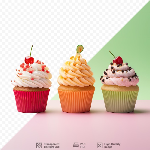 PSD drie gevarieerde en smakelijke hartige cupcakes