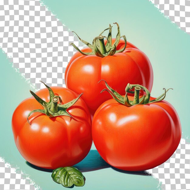 PSD drie kleine tomaten gesneden met een doorzichtige achtergrond van peper