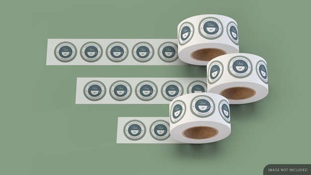 Drie sticker roll mockup