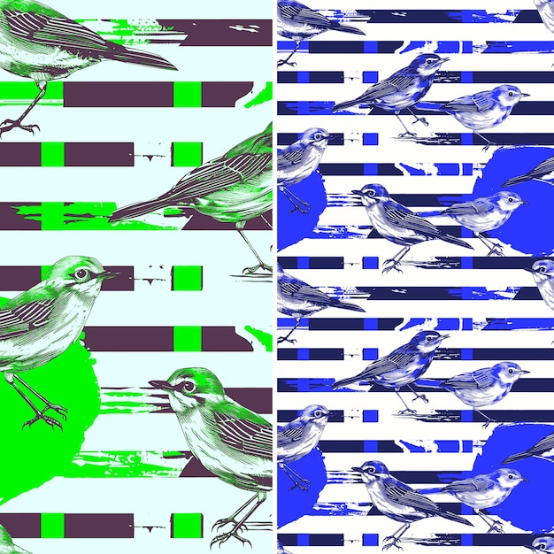 PSD drie verschillende gekleurde vogels worden in de foto getoond