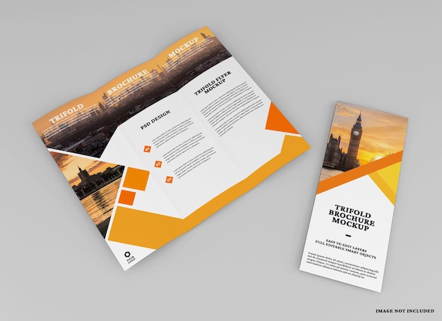 Driebladige brochure mockup ontwerp geïsoleerd