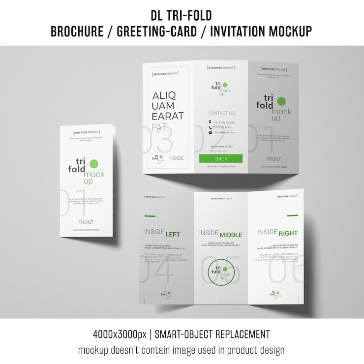 PSD driebladige brochure of uitnodigingsmodellen