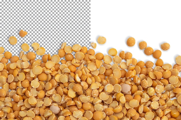 Dried peas isolated on a transparent layer PSD The concept of healthy food cooking