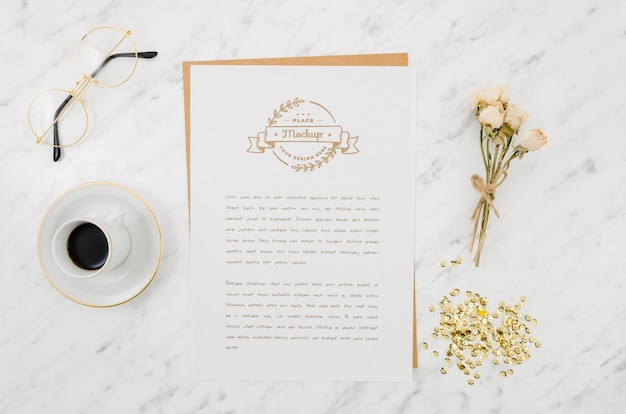 dried plant and coffee botanical mock-up