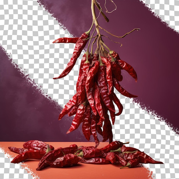 PSD dried red chili peppers on a transparent background