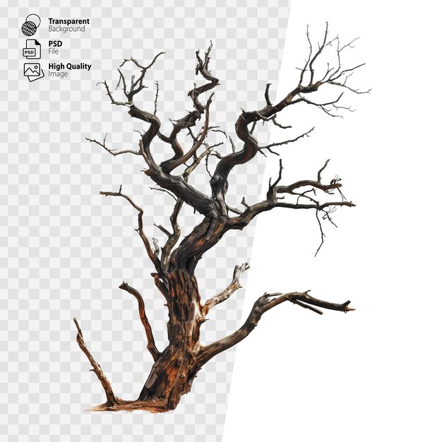 PSD dried tree isolated on transparent background