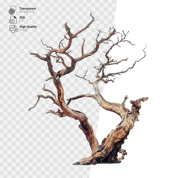 PSD dried tree isolated on transparent background