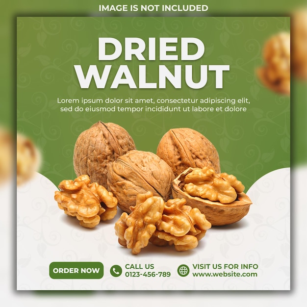 PSD dried walnut social media post template