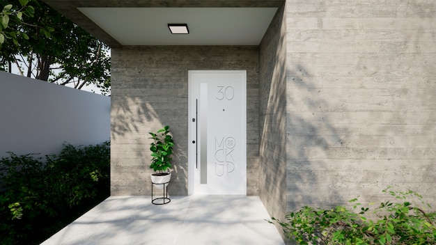 Driedimensionaal huisdeur mock-up ontwerp