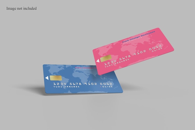 PSD drijvend creditcardmodel om uw ontwerp aan klanten te presenteren