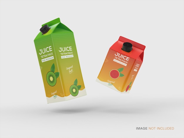 Drijvend sap tetra pack-mockup voor productbranding