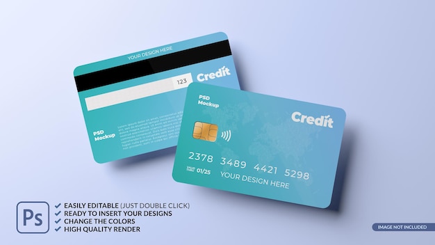 Drijvende creditcard ontwerp mockup 3D-rendering