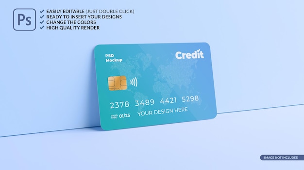 Drijvende creditcard ontwerp mockup 3D-rendering