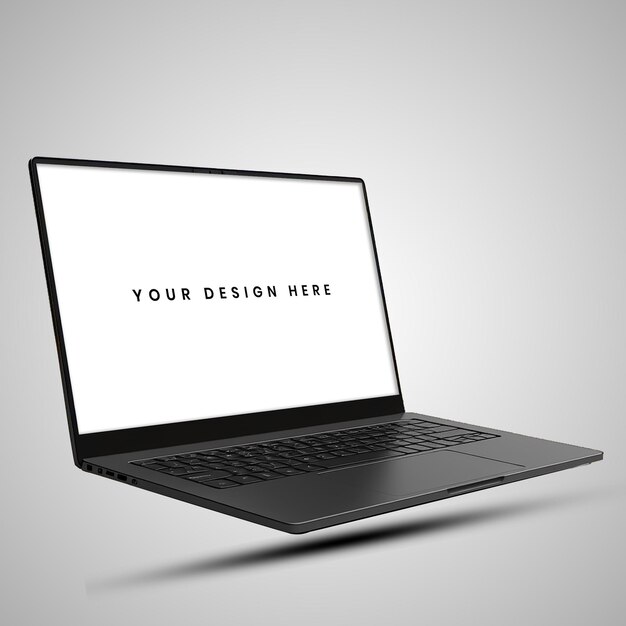 PSD drijvende laptop mockup