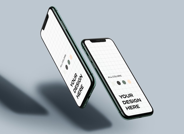 PSD drijvende mockups voor mobiele telefoons