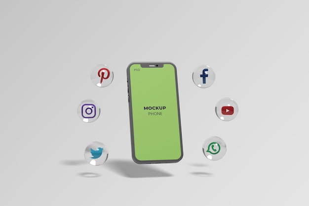 Drijvende telefoonmodel met 3D-pictogram