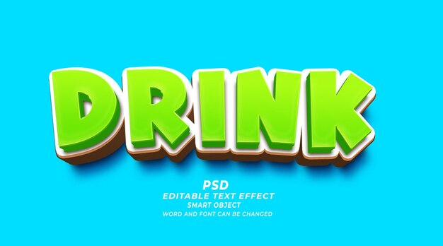 PSD Напиток 3d редактируемый текстовый эффект photoshop psd шаблон