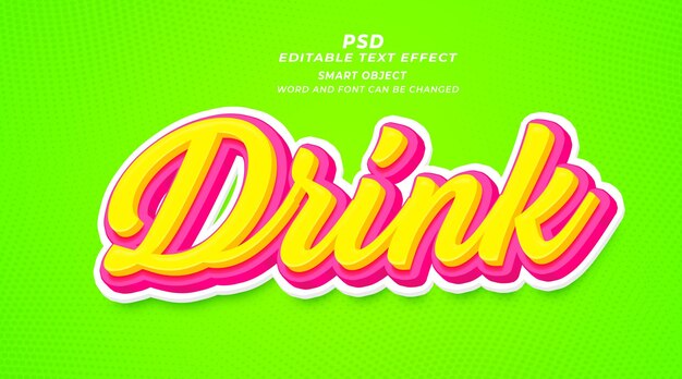 PSD ドリンク 3 d 編集可能なテキスト効果の photoshop テンプレート