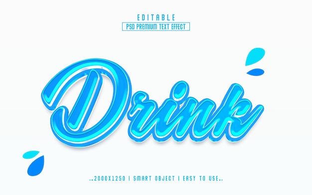 Drink 3d realistic Editable text effect style template