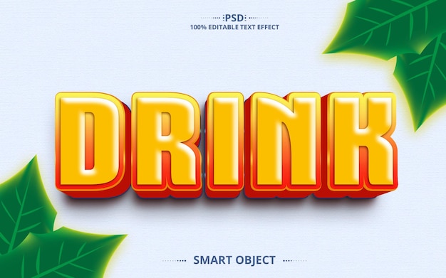 Drink best creative text effect design psd