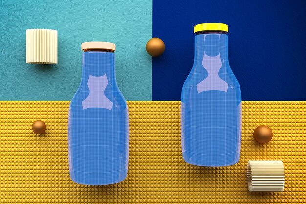 PSD drink bottle top view mockup