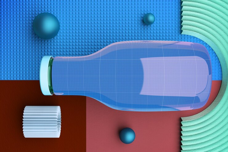 PSD drink bottle top view mockup