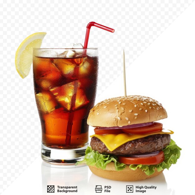 PSD e un drink e un hamburger.