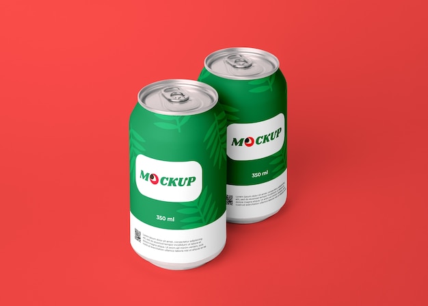 PSD drink cans arrangement mockup