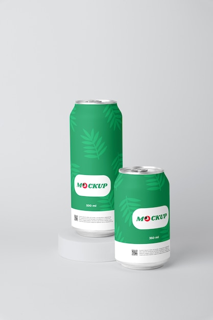 PSD drink cans arrangement mockup