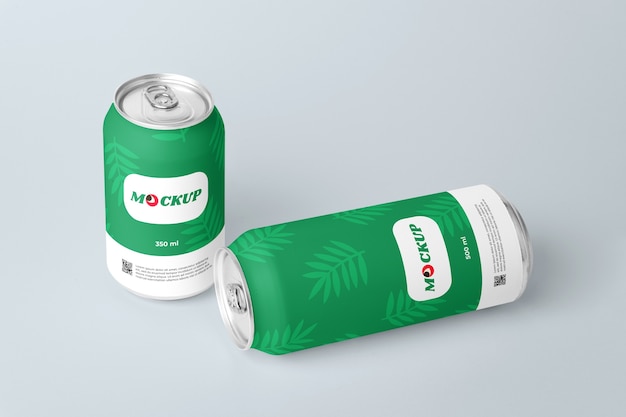 PSD drink cans arrangement mockup