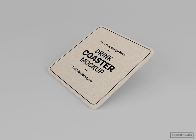 PSD drink coaster mockup isolated rendering